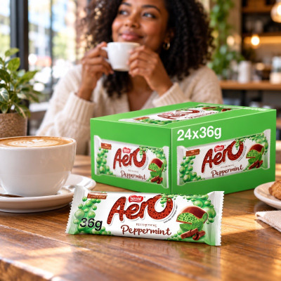 Aero Bubbly Peppermint Mint Chocolate Bar 36g (Case of 24)