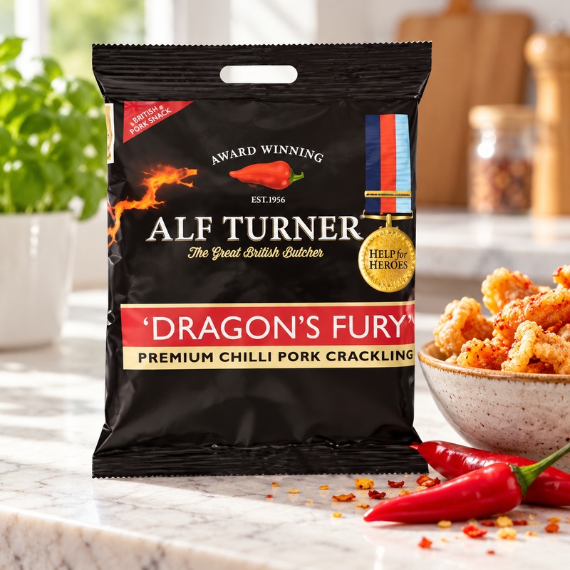 Alf Turner Dragon's Fury Premium Chilli Pork Crackling 40g (Case of 12)