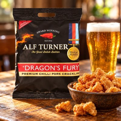 Alf Turner Dragon's Fury Premium Chilli Pork Crackling 40g (Case of 12)