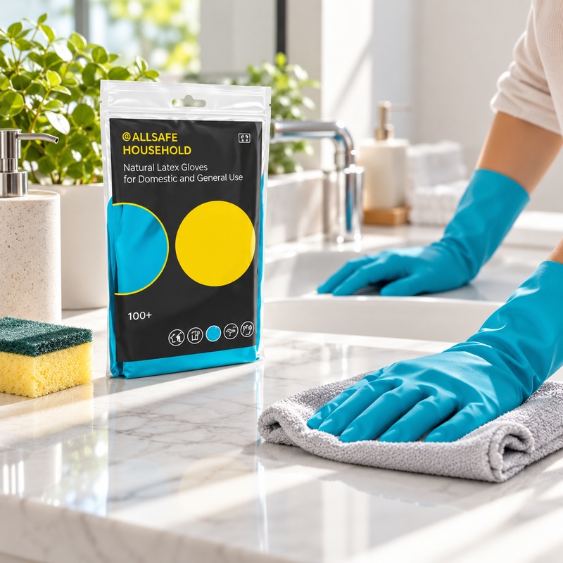 Allsafe household Blue – blue latex household gloves (Case of 12)