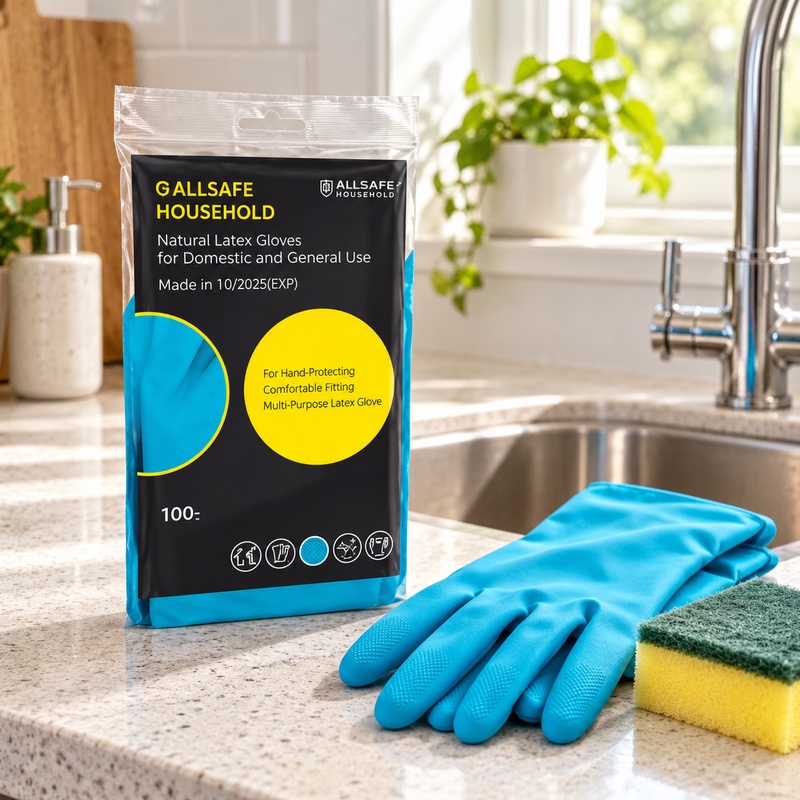 Allsafe household Blue – blue latex household gloves (Case of 12)