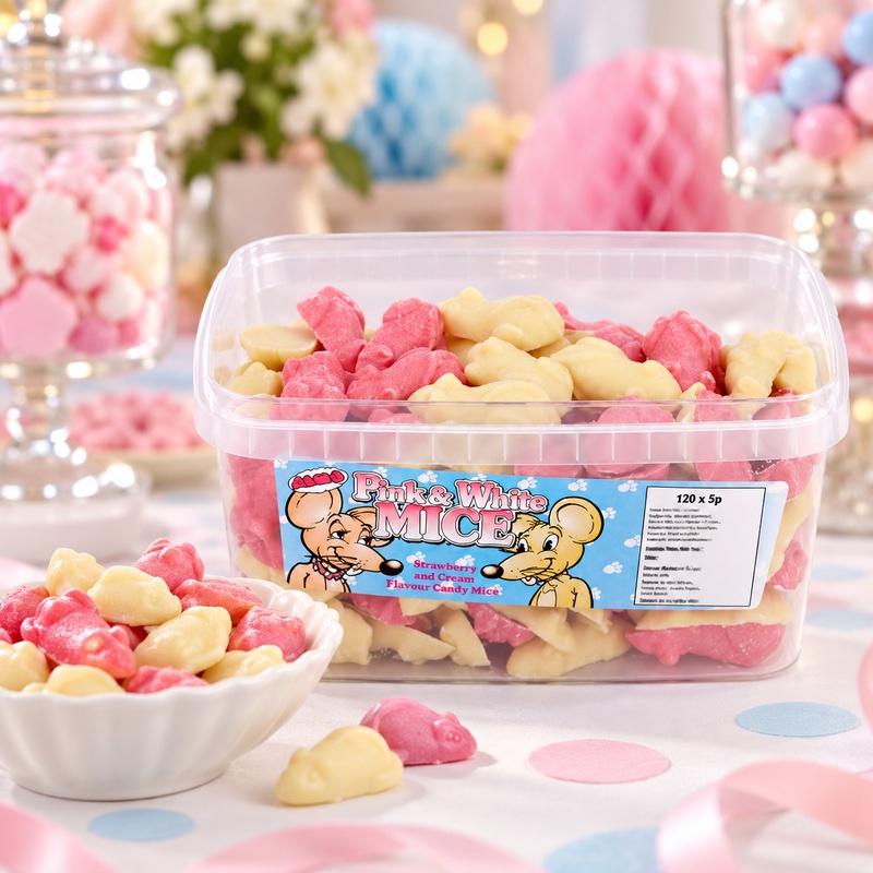 Alma Pink & White Mice 120 Pieces (1 x 120pk)
