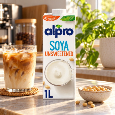 Alpro Soya Unsweetend Long Life Drink 1L (Case of 8)