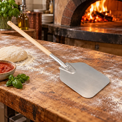Aluminium Pizza Peel with Wooden Handle, 90 cm Long