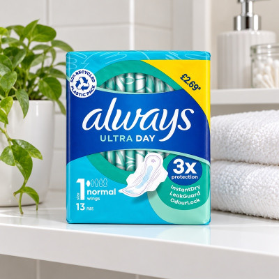 Always Ultra Day Pads Normal (S1) Wings x13 [PM £2.69 ] (Case of 24)