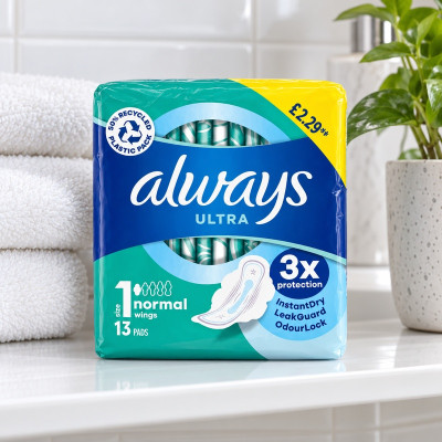 Always Ultra Sanitary Towels Normal (Size 1) Wings 13 Pads