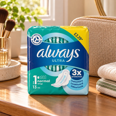 Always Ultra Sanitary Towels Normal (Size 1) Wings 13 Pads