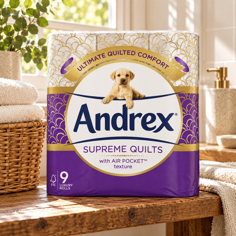 Andrex Supreme Quilts Toilet Tissue, 9 Quilted Toilet Rolls (Case of 4)