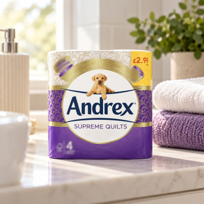 Andrex® Supreme Quilts Toilet Tissue, 4 Quilted Toilet Rolls (Case of 6)