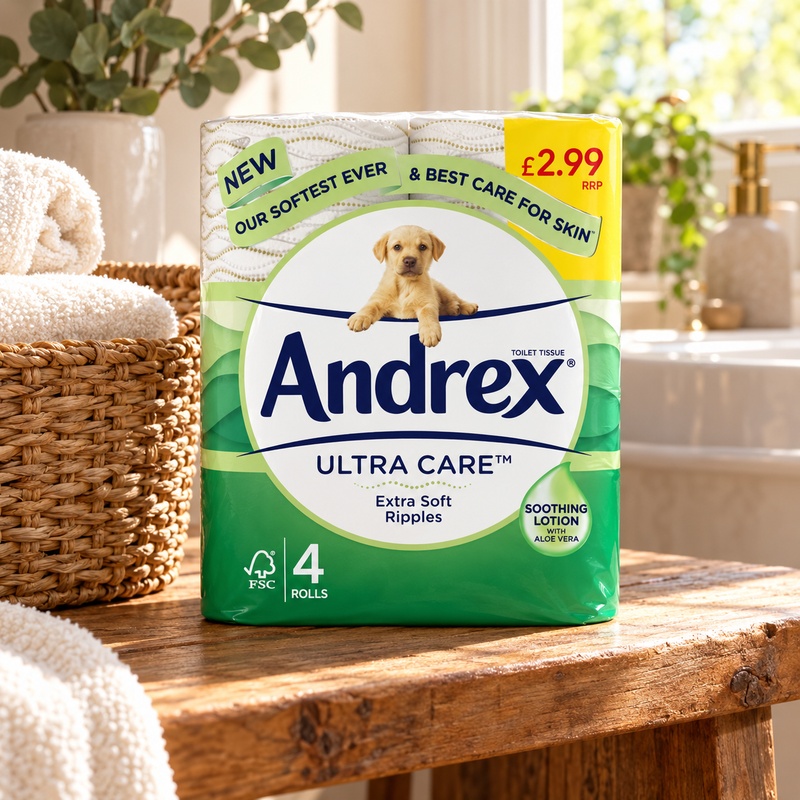 Andrex Toilet Tissue Ultra Care Extra Soft Ripples 4 Rolls (Case of 5)