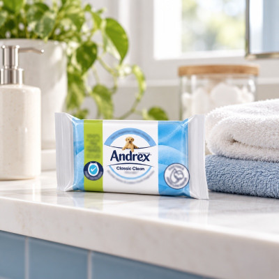 Andrex Classic Clean Flushable Toilet Wipes Single Pack (Case of 12)