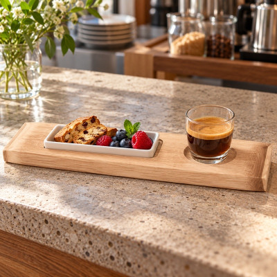 Arcoroc Mekkano Wood Board with Glass & Dish Locator 45cm