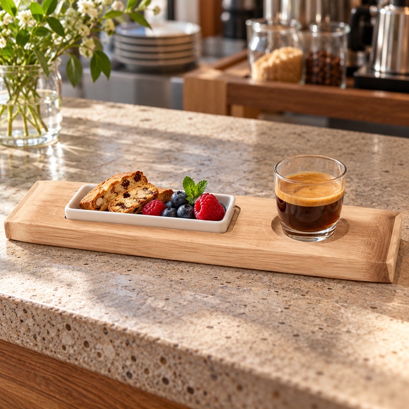 Arcoroc Mekkano Wood Board with Glass & Dish Locator 45cm