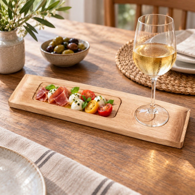 Arcoroc Mekkano Wood Board with Glass & Dish Locator 45cm