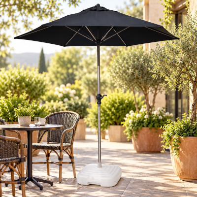 2.1m Parasol In Black with Resol Base - (Pack of 2) 2.1m Parasol In Black with Resol Base - (Pack of 2)