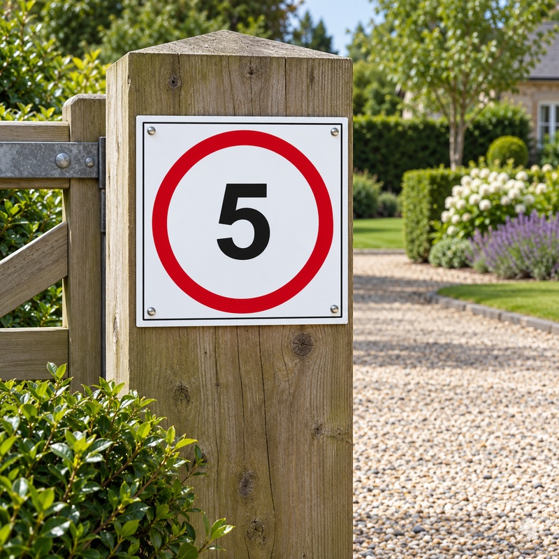 5 Mph Speed Limit Road Sign, 1.2mm Recyclable Polypropylene, W400mm x H400mm