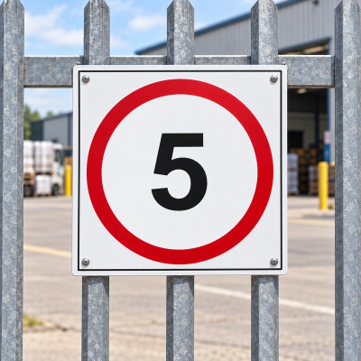 5 Mph Speed Limit Road Sign, 1.2mm Recyclable Polypropylene, W400mm x H400mm