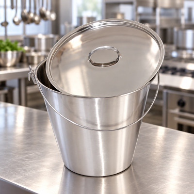 12L Stainless Steel Strip Handle Bucket