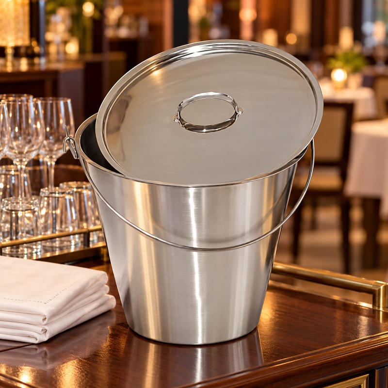 12L Stainless Steel Strip Handle Bucket