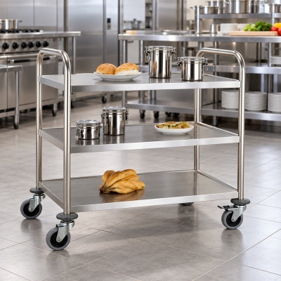 3 Tier Stainless Steel Trolley Round Tube