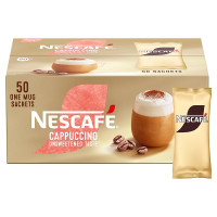 NESCAFE Cappuccino Unsweetened Taste Instant Coffee Sachets - 50 x 14.2g (1 x 50s)