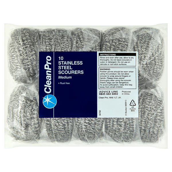 CleanPro 10 Stainless Steel Scourers Medium (1 x 10pk)