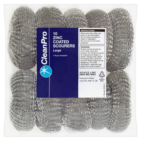 CleanPro 10 Zinc Coated Scourers Large (8 x 10pk)