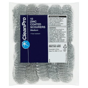 CleanPro 10 Zinc Coated Scourers Medium (1 x 10pk) CleanPro 10 Zinc Coated Scourers Medium (1 x 10pk)