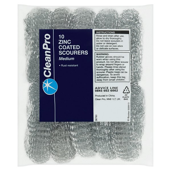 CleanPro 10 Zinc Coated Scourers Medium (1 x 10pk)