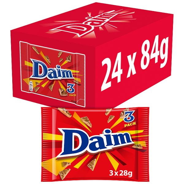 Daim Chocolate Bar 3 Pack Multipack 84g (3 x 28g) (24 x 3x28g) Daim Chocolate Bar 3 Pack Multipack 84g (3 x 28g) (24 x 3x28g)