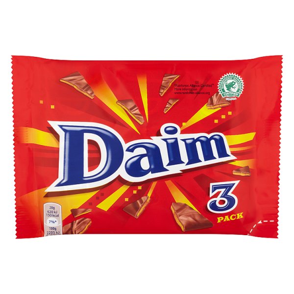 Daim Chocolate Bar 3 Pack Multipack 84g (3 x 28g) (24 x 3x28g) Daim Chocolate Bar 3 Pack Multipack 84g (3 x 28g) (24 x 3x28g)