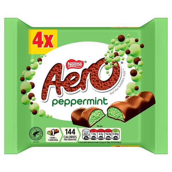 Aero Bubbly Peppermint Chocolate Bar 4 Pack Multipack 108g (14 x 108g)