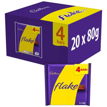 Cadbury Flake Chocolate Bar 4 Pack Multipack 80g (4 x 20g) (20 x 4x20g) Cadbury Flake Chocolate Bar 4 Pack Multipack 80g (4 x 20g) (20 x 4x20g)