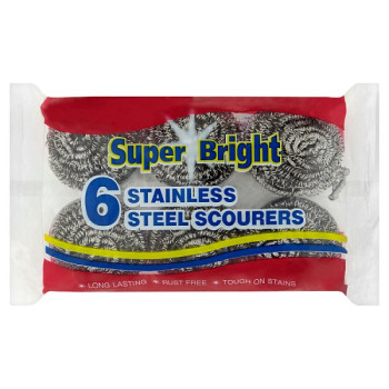 Super Bright 6 Stainless Steel Scourers (48 x 6s) Super Bright 6 Stainless Steel Scourers (48 x 6s)