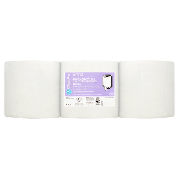 CleanPro Standard White 2 Ply 6 Centrefeed Rolls (1 x 6pk)