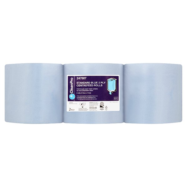 CleanPro Standard Blue 2 Ply 6 Centrefeed Rolls (1 x 6pk)