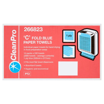 CleanPro 'C' Fold Blue Paper Towels (1 x 12x240s)