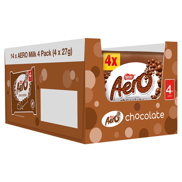 Aero Bubbly Milk Chocolate Bar 4 Pack Multipack 108g (14 x 108g)