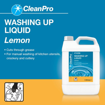 CleanPro Washing Up Liquid Lemon 5 Litres (3 x 5ltr)