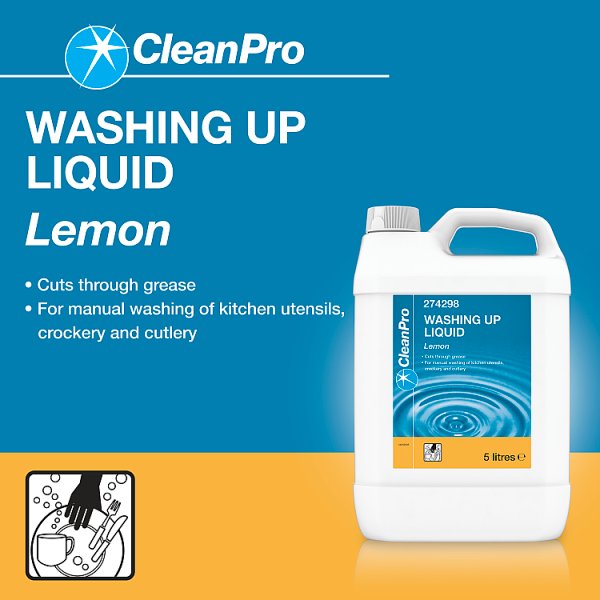 CleanPro Washing Up Liquid Lemon 5 Litres (1 x 5ltr)