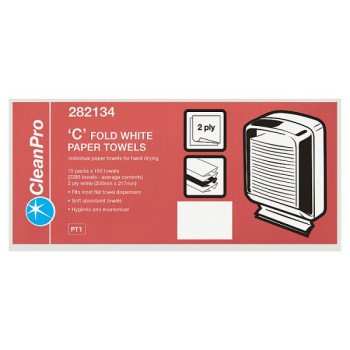 CleanPro 'C' Fold White Paper Towels (1 x 15x153s)