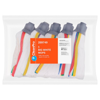 CleanPro 5 Big White Mops (1 x 5pk)
