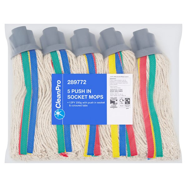 CleanPro 5 Push In Socket Mops (10 x Sgl)