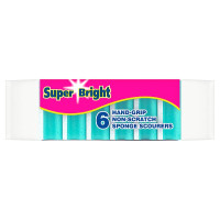 Super Bright 6 Hand-Grip Non-Scratch Sponge Scourers (15 x 6pk)