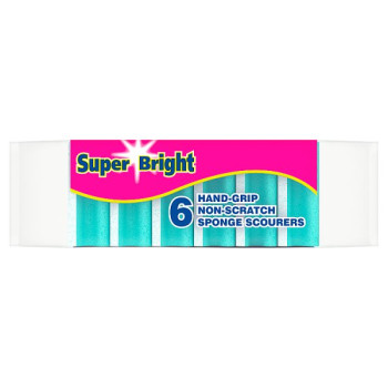 Super Bright 6 Hand-Grip Non-Scratch Sponge Scourers (15 x 6pk) Super Bright 6 Hand-Grip Non-Scratch Sponge Scourers (15 x 6pk)