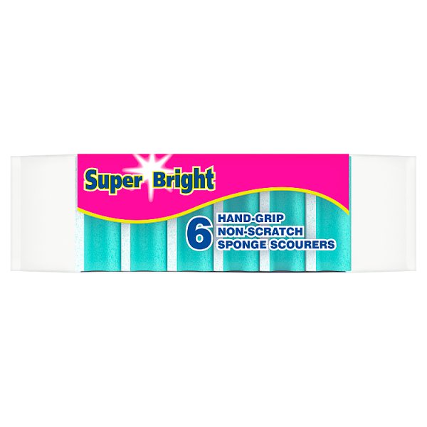 Super Bright 6 Hand-Grip Non-Scratch Sponge Scourers (15 x 6pk) Super Bright 6 Hand-Grip Non-Scratch Sponge Scourers (15 x 6pk)