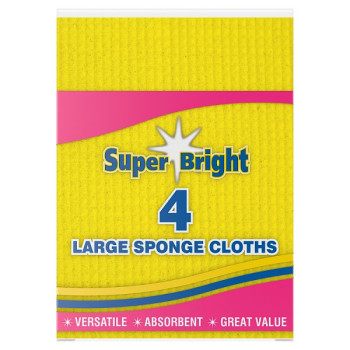 Super Bright 4 Large Sponge Cloths (8 x 4pk) Super Bright 4 Large Sponge Cloths (8 x 4pk)