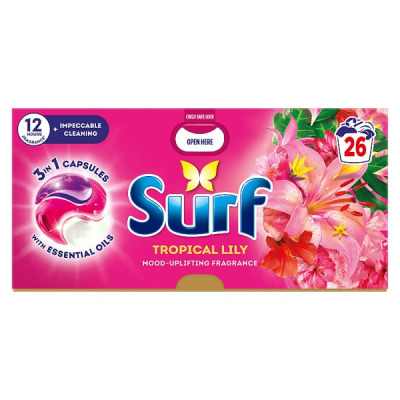 Surf 3 in 1 Laundry Washing Detergent Capsules Tropical Lily 26 washes (3 x 26pk)