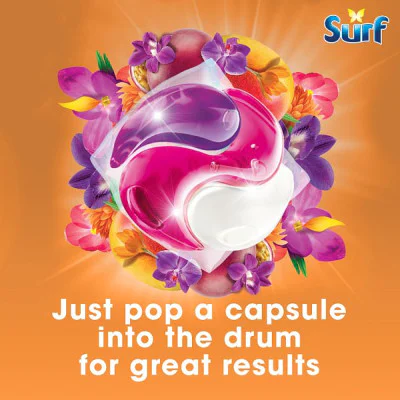 Surf 3 in 1 Passion Bloom Laundry Washing Detergent Capsules 15 washes (4 x 15w)