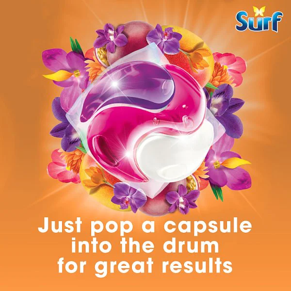 Surf 3 in 1 Passion Bloom Laundry Washing Detergent Capsules 15 washes (4 x 15w)